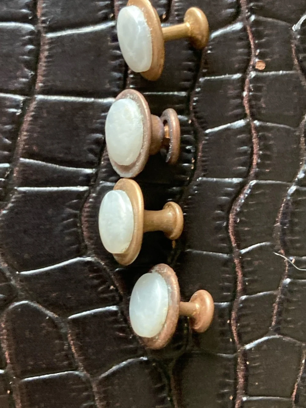 Vintage Baer & Wilde Kum-a-Part  Edwardian Art Deco MOP Shirt Stud Set